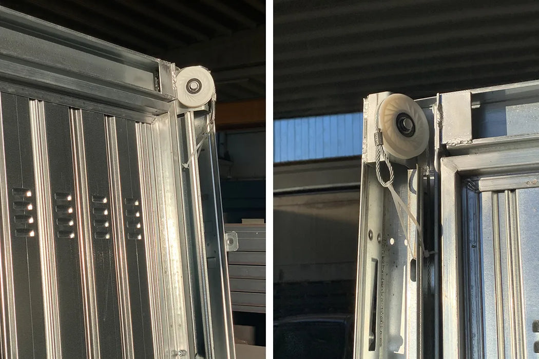 Roller for cable installation on up and over garage door picture.