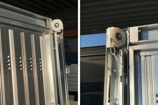 Roller for cable installation on up and over garage door picture.