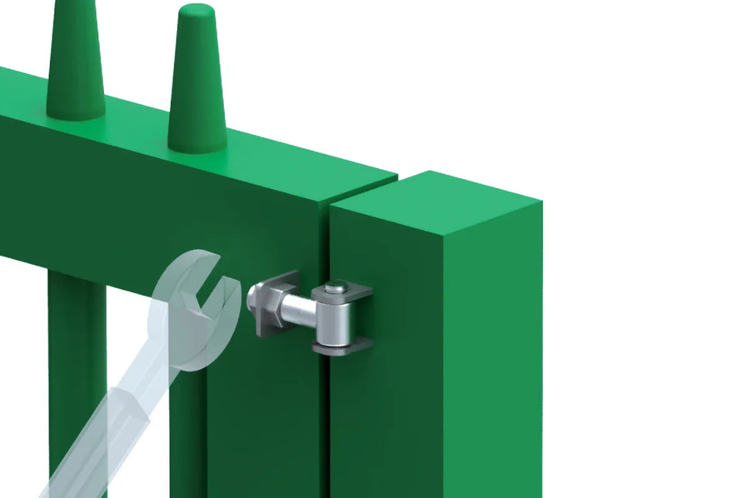 Orthogonal hinge with aluminum plate to be screwed