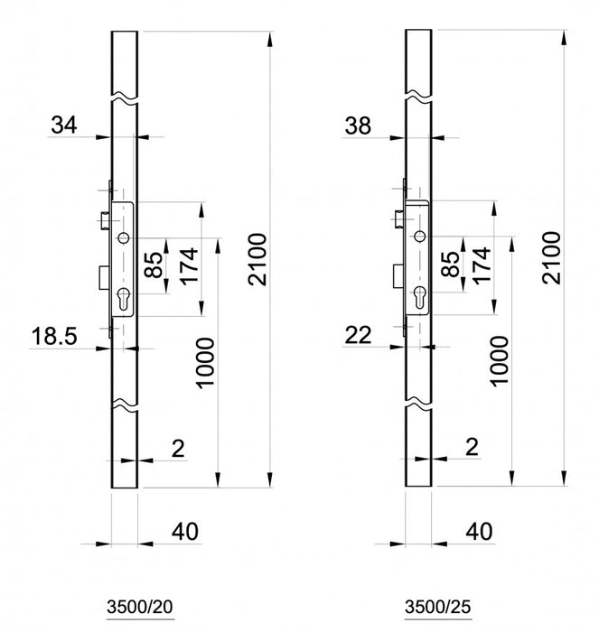 3500 Pre-Drilled Steel Box Section for Gate Locks – 40x40mm