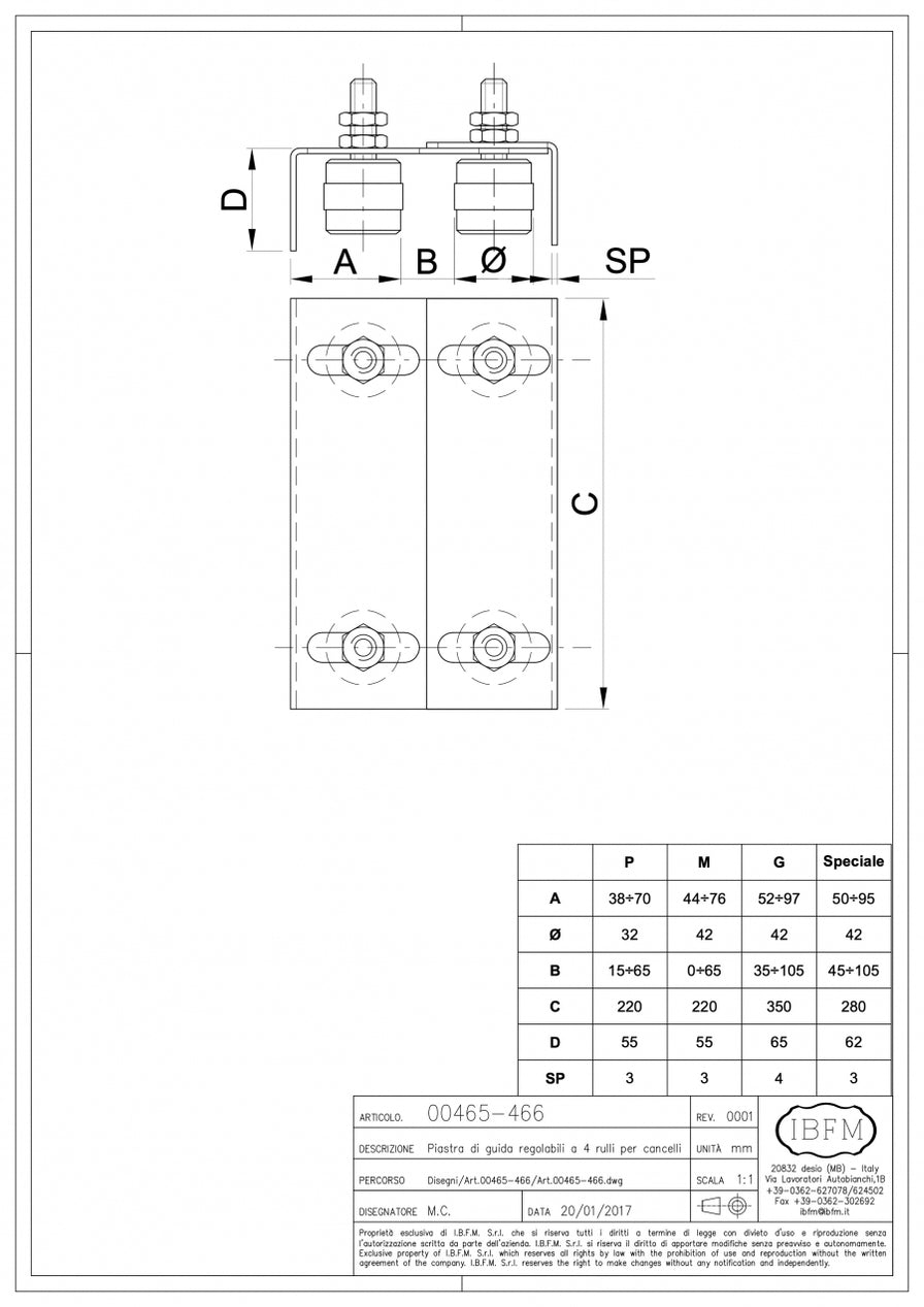 465 Sliding Gate Top Guide Plate with Regulation and 4 Nylon Guides ...