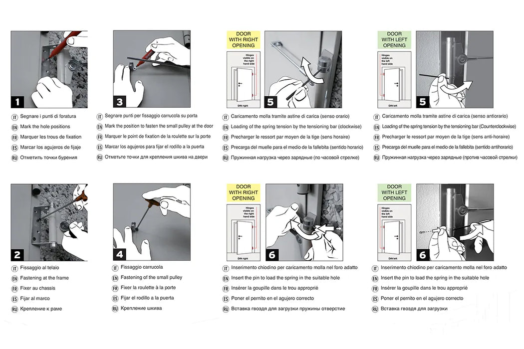 Spring Door Closer, Central Articulated Arm