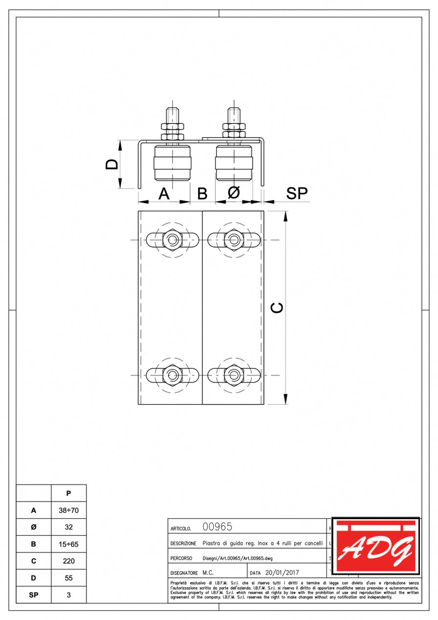 Regulating 4 Guides Plate for Sliding Gates in Stainless Steel - 965 ...