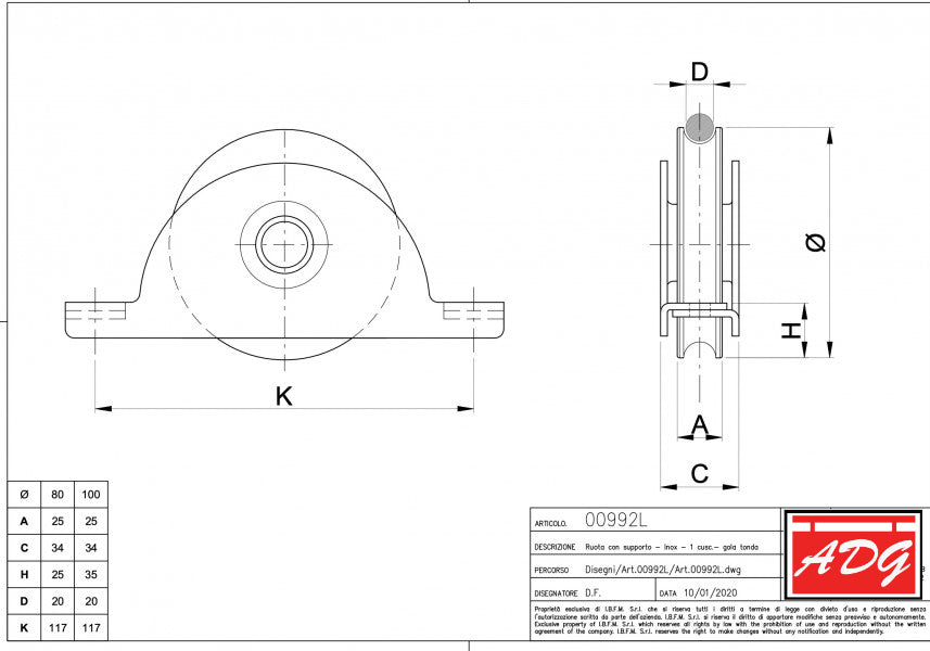 992 Stainless Steel Wheels With Support Rolls on U Ø20mm Round