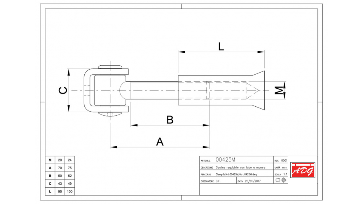 425/M Regulating Hinge with Tube to be Cemented