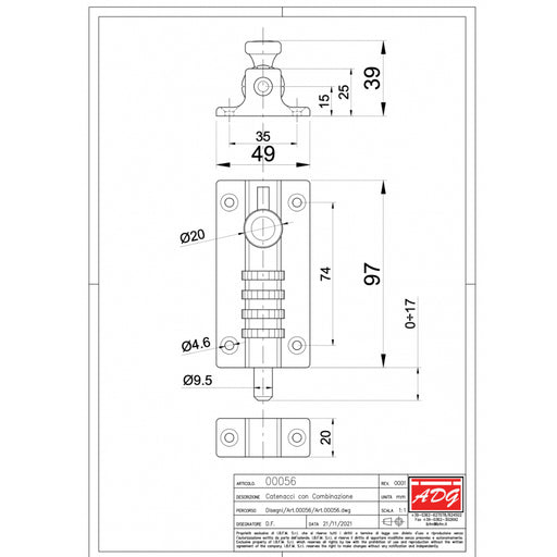 Line drawing of Art 56 with measurements.