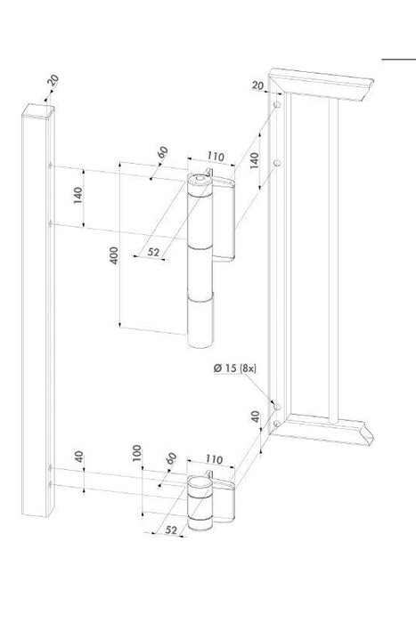 Hydraulic 180° Gate Closer and Hinge in One