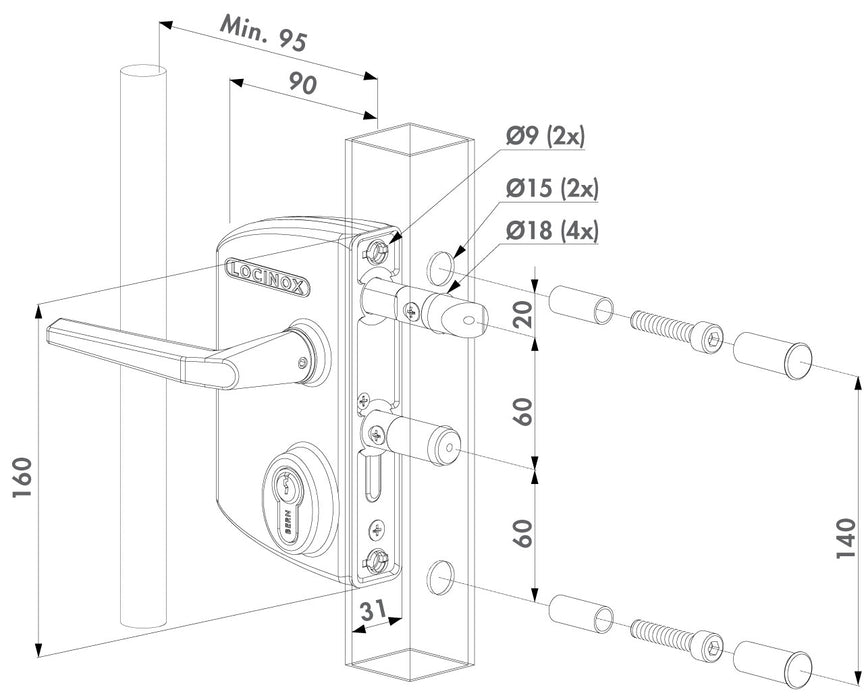 Surface Mounted Anti-Panic Gate Lock LPKQ-U2 EN179 — Ariel Door Gears Ltd.