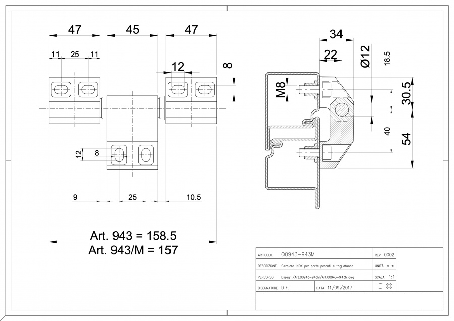 943 943/M Special Hinge for Heavy Doors Stainless Steel