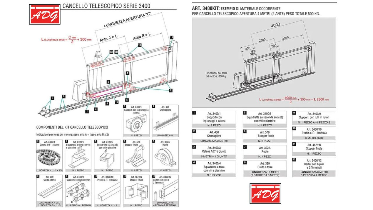 Telescopic Sliding Gate Kit 3400/Kit — Ariel Door Gears Ltd.