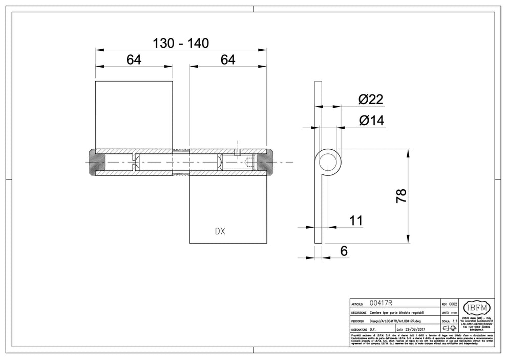 Hinges for Security Doors with Regulation - Rigth Hand Side ADG