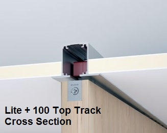 Lite Plus 100 Sliding Door System Top Track Cross Section Detail with Retrac System for Height Adjustment