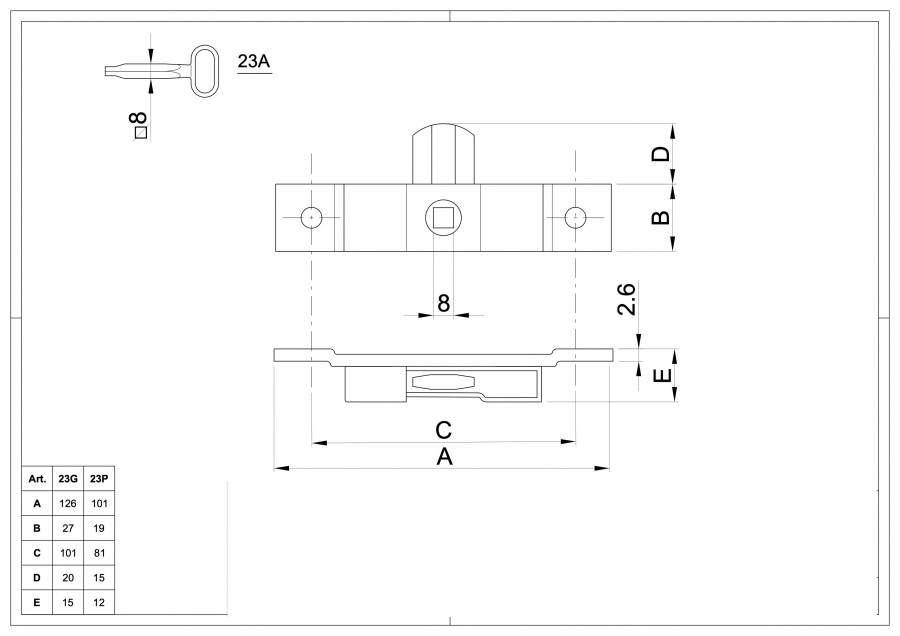 Latch with Square Hole - 23