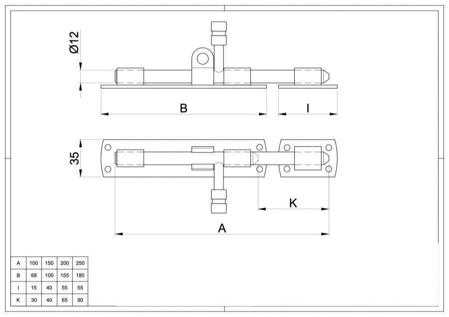 Horizontal Heavy Round Bolt for Padlocks 062