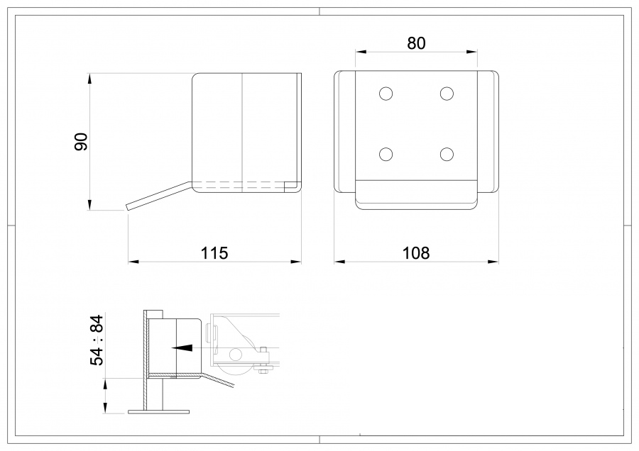 Staple Receiver Plate line drawing on a white background