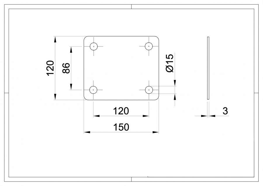 Base Plate Predrilled for Ground Fixing for Cantilever