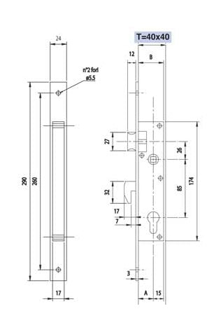 Mortice Hook Lock for Steel Profile