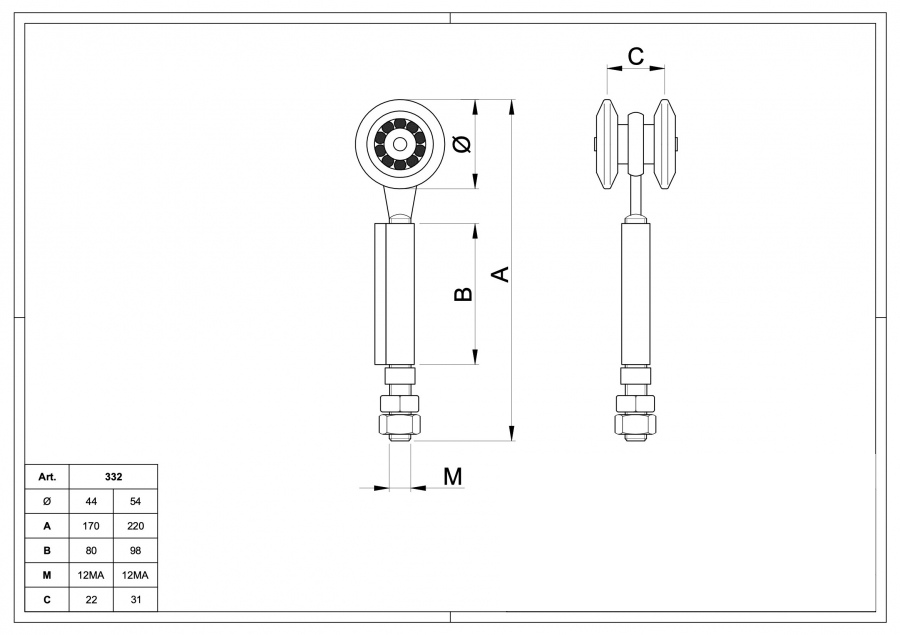 Trolley for Hanging Gates with Hinge 2 Bearings