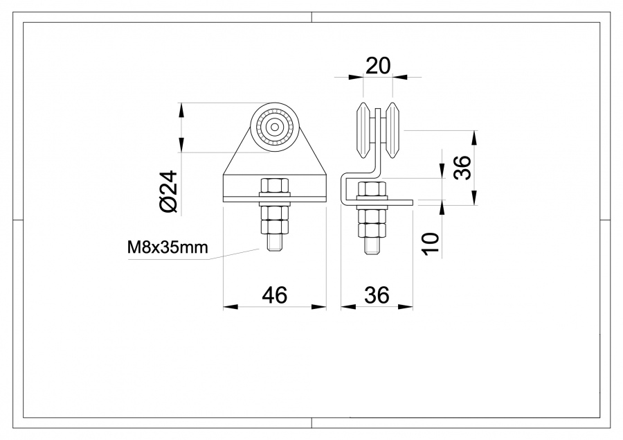 Trolley for Sliding Gate 2 Bearings