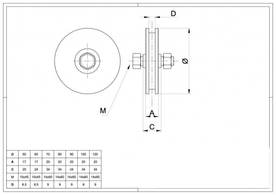 Wheel for Sliding Gate Square Groove