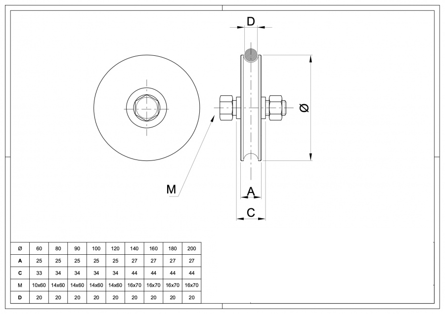 Wheel for Sliding Gate Round Groove