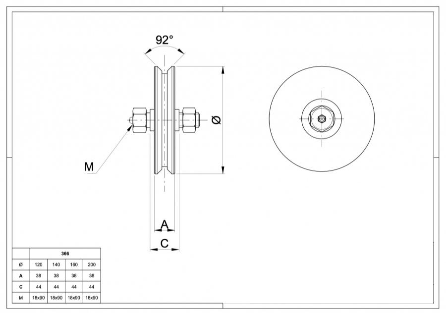 Wheel for Sliding Gate Groove V with Lubrication