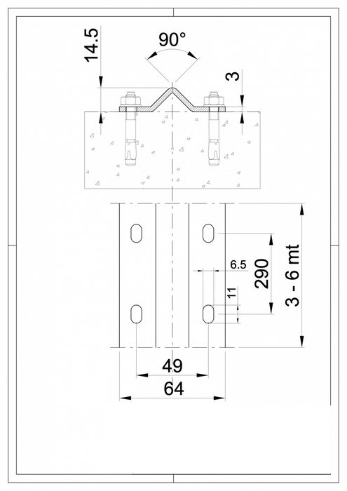 Wheel Track V Shape to be Screwed