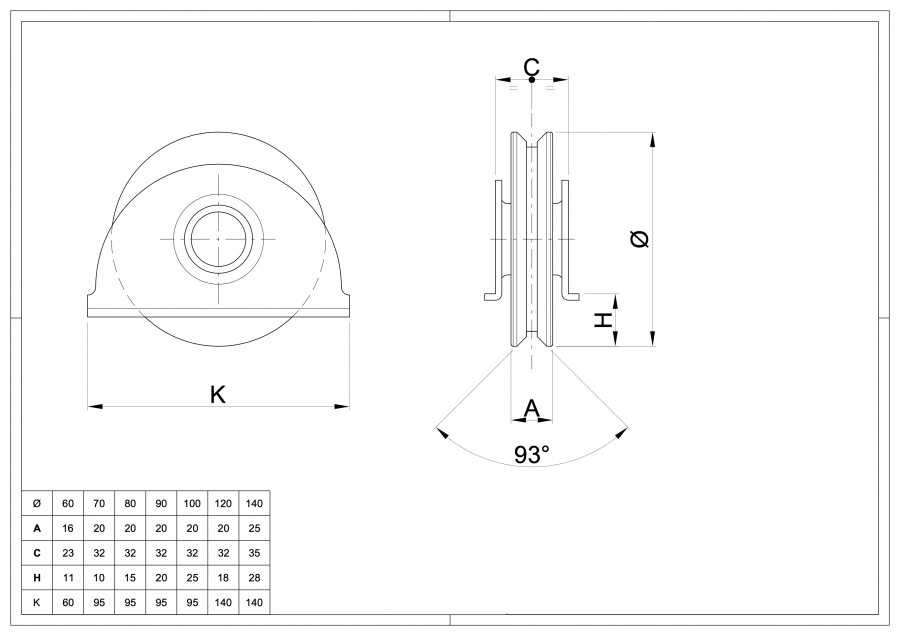 Wheels with Plates Groove V 1 Bearing