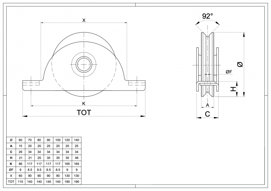 Wheel with Internal Support V Groove 1 Bearing 393
