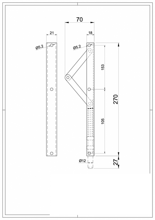 Automatic Spring Gate Bolt 2 Wings Stainless Steel