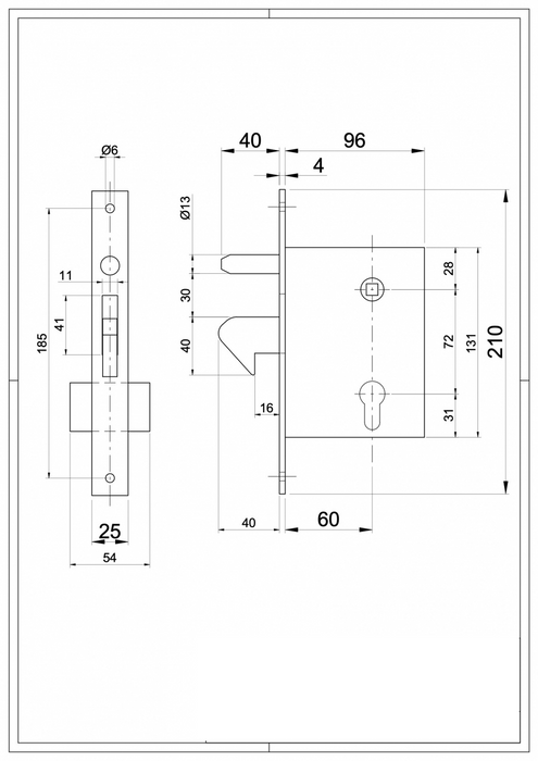 447 - Mortice Hook Lock for sliding gates and doors.