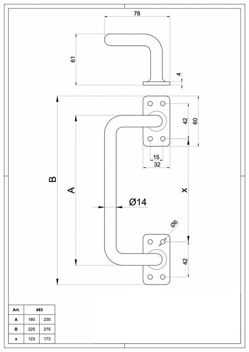 Cad drawing of cranked handle
