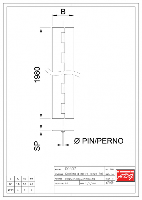 507 Long Hinge to Weld - Heavy Type