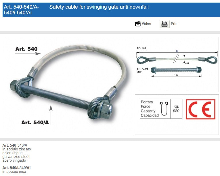 Safety Cable for Swinging Gate Anti Downfall