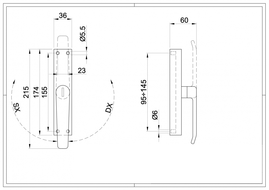 Metal Cremones Door Handle with key