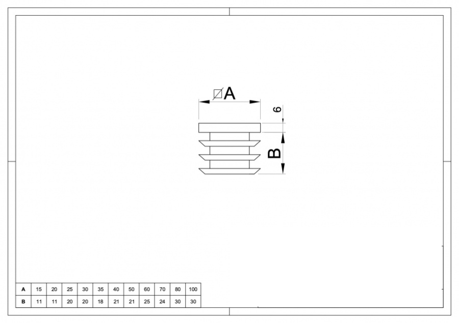 598 Plastic Square Box Section End Cap, 15-100mm
