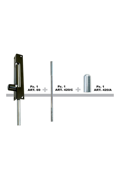 Galvanised steel hidden bolt for swinging gates