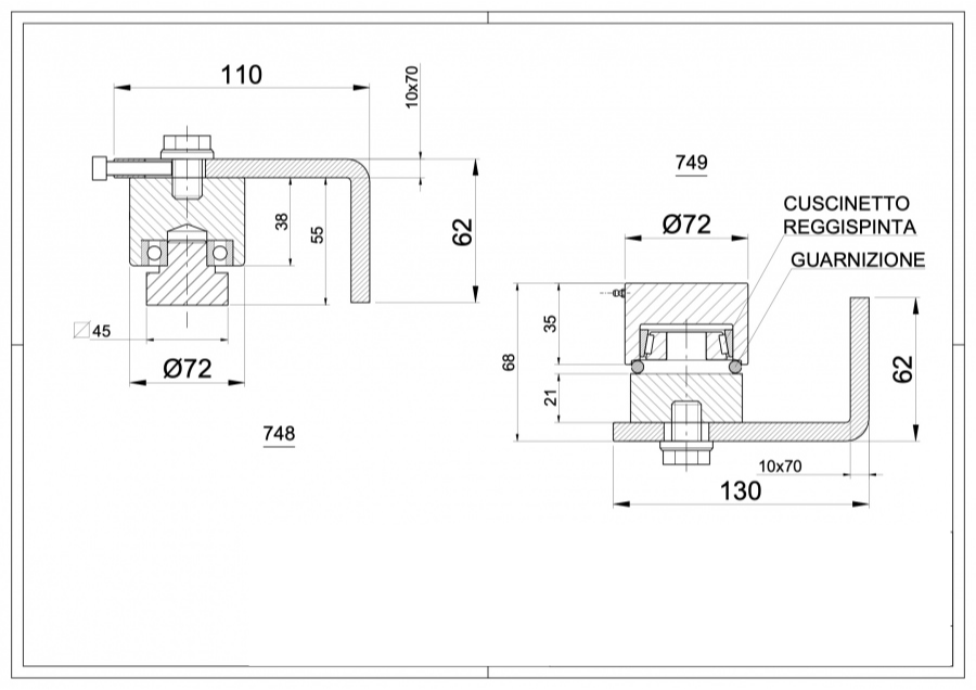 Ball Bearing Hinge to be Screwed Ø70mm 1000kg 748-749