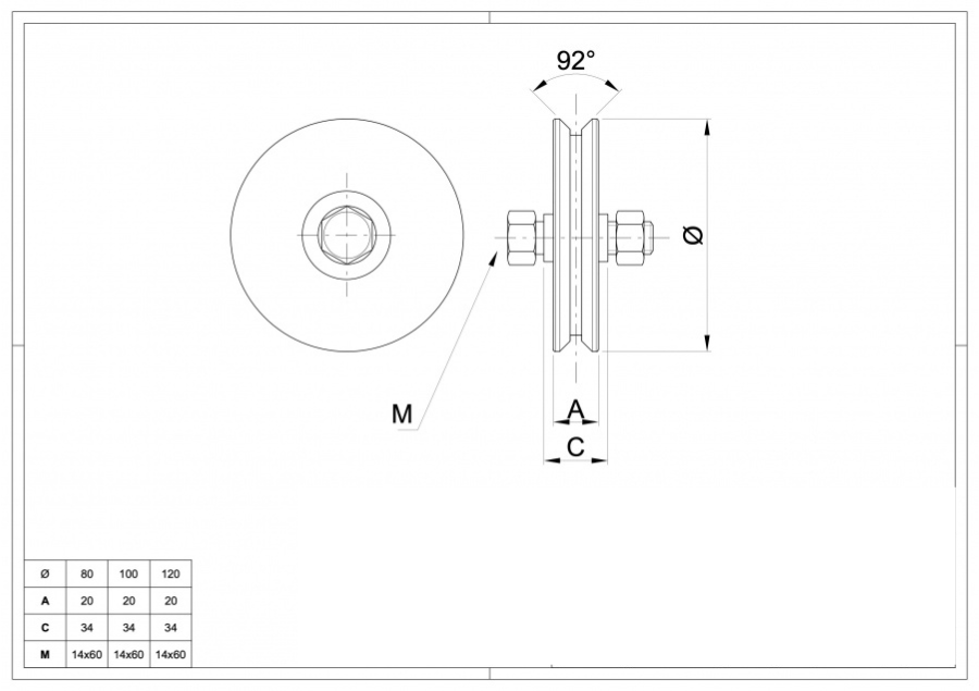 Wheel for Sliding gate V Shape