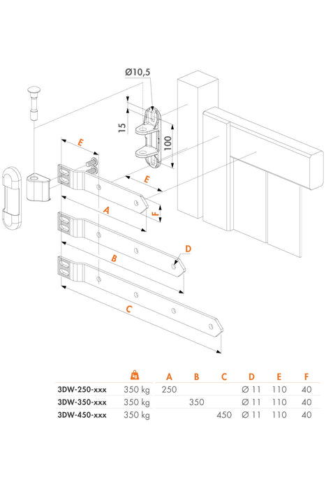 3-Way Adjustment Hinge For Wooden Gates