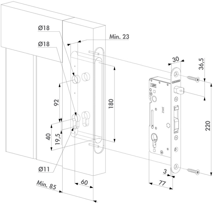 Stainless Steel Insert Lock For Wooden Gates