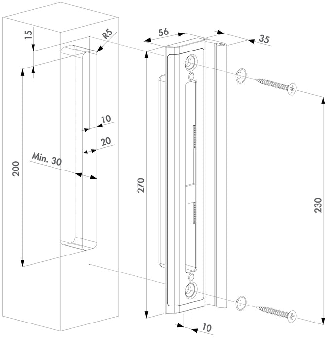 Stainless Steel Insert Lock For Wooden Gates