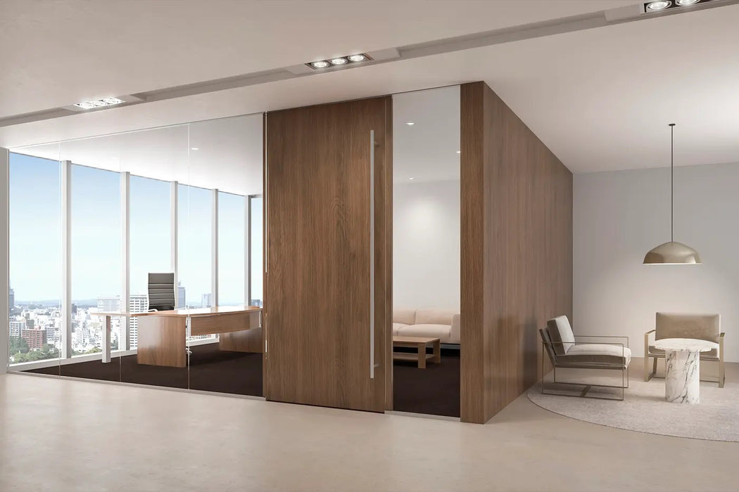 Front Wood and Glass Sliding Partition System