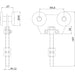 Technical drawing of sliding roller and dimensions