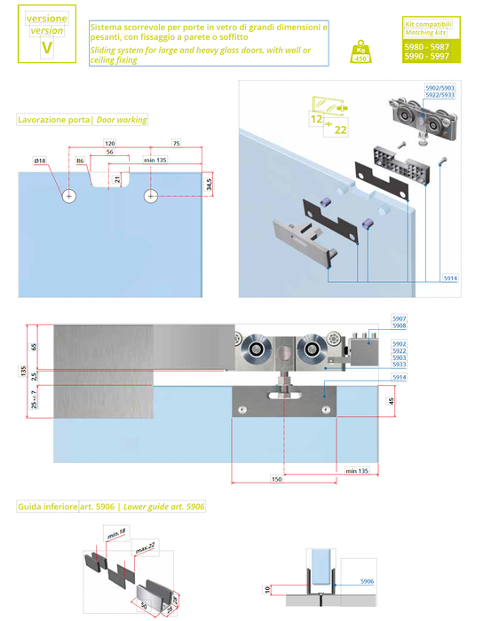5900 Sliding System for doors weighing up to 450KG